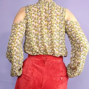 Xhilaration Tops - Floral Print Cold Shoulder Blouse Xhilaration Tops - Floral Print Cold Shoulder Blouse